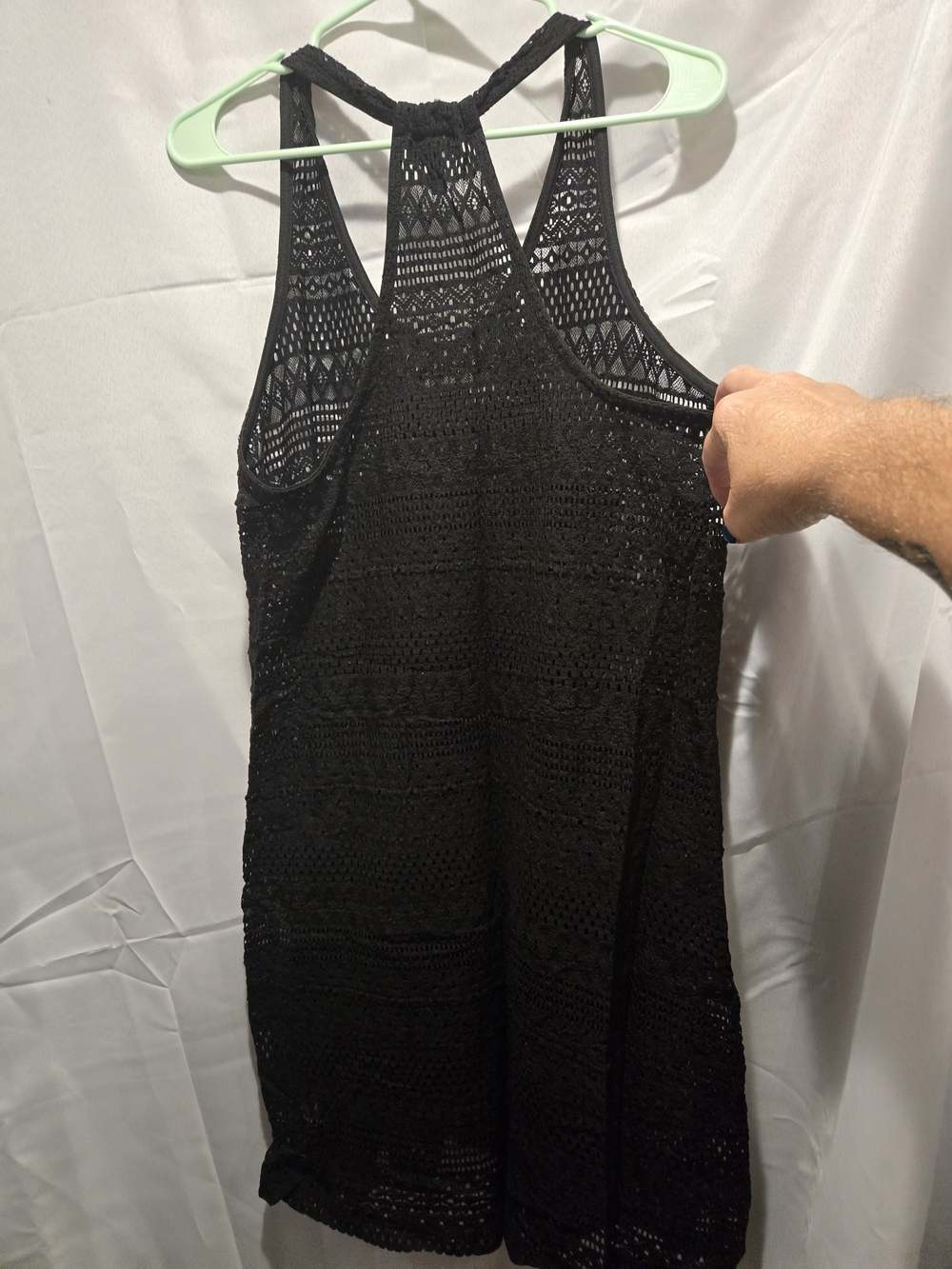 Black Crochet Racerback Swim Coverup